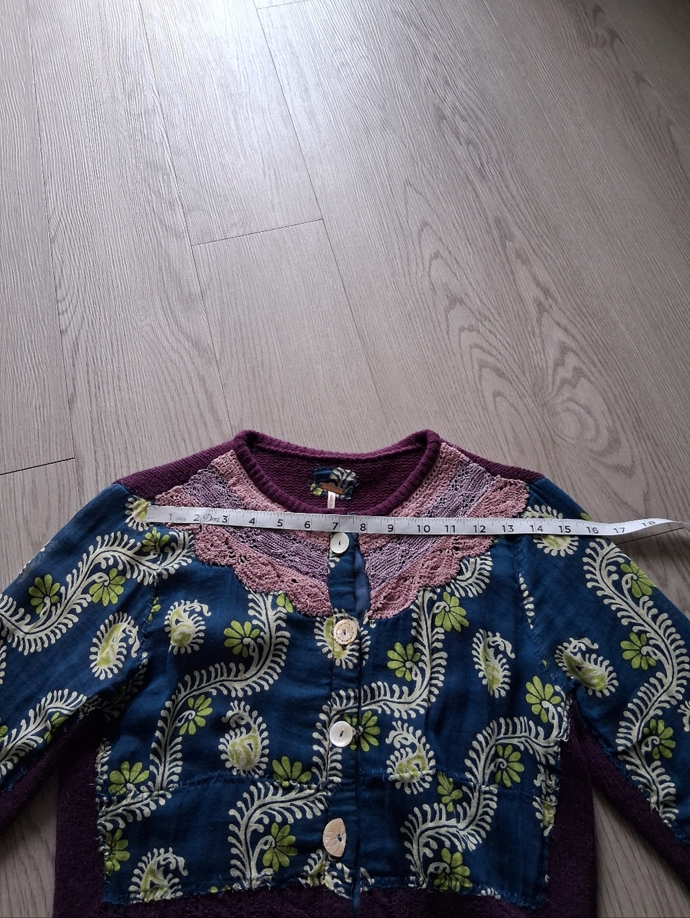 Vintage Free People Mix Media Knit Cardigan Patchwork Lace ASO Marissa Cooper OC - Picture 12 of 16